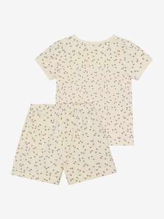 Bambus Kurzarm Pyjama Set Beige Shadow Gray mit Blumenmuster von CeLaVi
