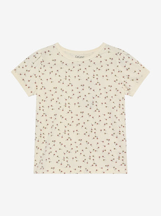 Bambus Kurzarm Pyjama Set Beige Shadow Gray mit Blumenmuster von CeLaVi