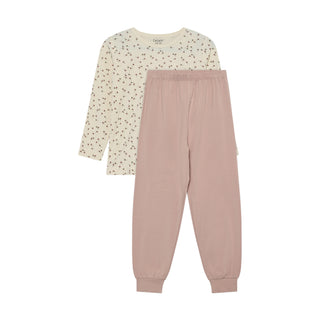 Bambus Langarm Pyjama Set Shadow Gray Rosa mit Blumenmuster von CeLaVi
