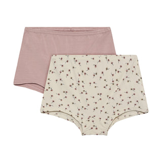 Bambus Unterhose 2er Set Blumenmuster und Uni Rosa von CeLaVi