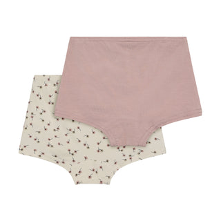 Bambus Unterhose 2er Set Blumenmuster und Uni Rosa von CeLaVi