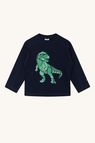 Pullover Amund Dunkelblau mit grünem Dinoprint von Hust & Claire