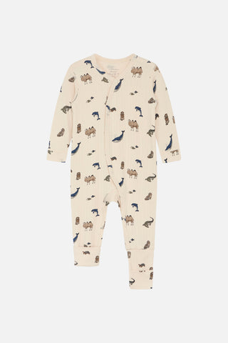 Bambus Pyjama Beige mit Tierprint von Hust and Claire