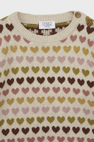 Strickpullover Pani Beige mit Herzprint von Hust & Claire