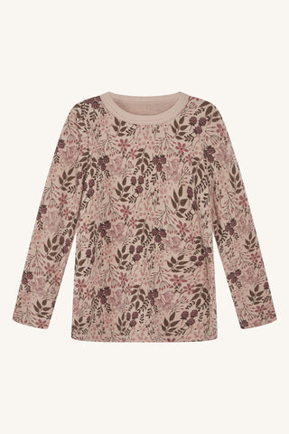 Merinowolle-Bambus Langarm-Shirt Abba Altrosa mit Himbeeren-Blumenprint von Hust & Claire