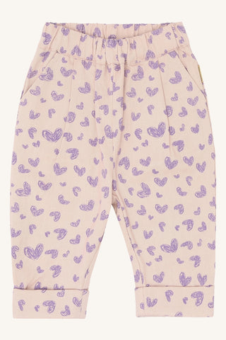 Babyhose Trine Beige mit Violettem Herzprint von Hust & Claire