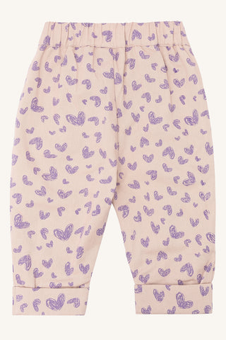 Babyhose Trine Beige mit Violettem Herzprint von Hust & Claire