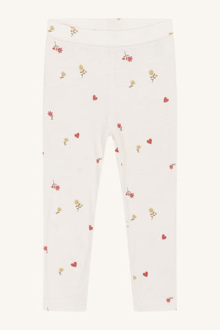 Bambus Leggings Ludo Beige mit Blumen und Herzprint von Hust and Claire