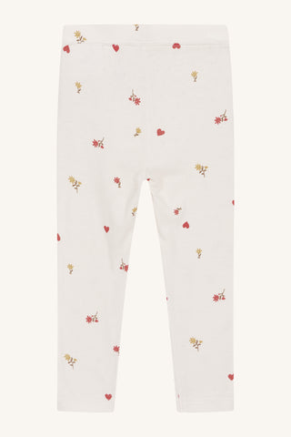 Bambus Leggings Ludo Beige mit Blumen und Herzprint von Hust and Claire