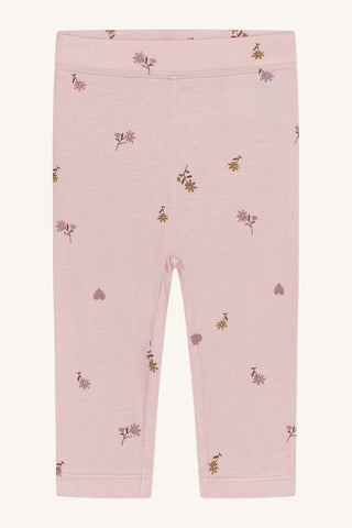 Bambus Leggings Ludo Rosa mit Blumen und Herzprint von Hust and Claire