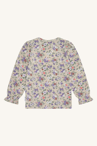 Modal Langarm Shirt Alma Dunkelbeige mit Blumenmuster von Hust & Claire