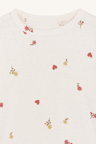 Bambus Langarm Shirt Austin Beige mit Blumen und Herzprint von Hust and Claire