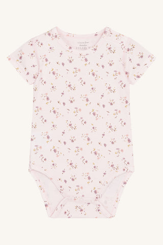 Bambus Kurzarm Body Buller Rosa mit Blumenprint von Hust and Claire