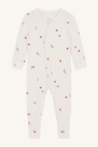 Bambus Pyjama Mulle Beige mit Blumen und Herzprint von Hust and Claire