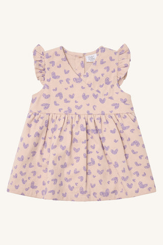 Babykleid Katinka Beige mit Violettem Herzprint von Hust & Claire