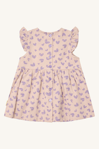 Babykleid Katinka Beige mit Violettem Herzprint von Hust & Claire