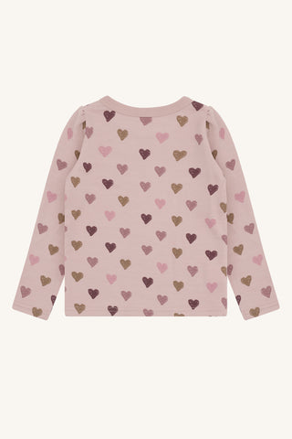 Merinowolle-Bambus Langarm-Shirt Abba Hearts Puff Adobe Rose von Hust & Claire