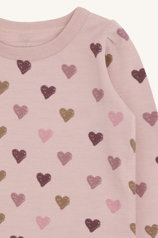 Merinowolle-Bambus Langarm-Shirt Abba Hearts Puff Adobe Rose von Hust & Claire