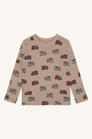 Merinowolle-Bambus Langarm-Shirt Abba Firetruck Biscuit von Hust & Claire