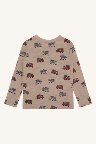 Merinowolle-Bambus Langarm-Shirt Abba Firetruck Biscuit von Hust & Claire