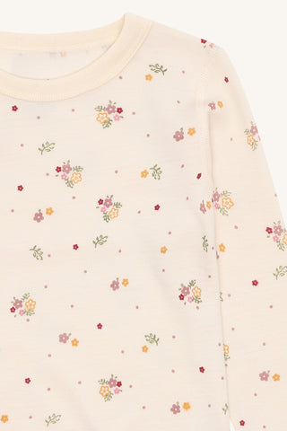 Merinowolle Shirt Awo Off White mit Blumenmuster von Hust and Claire