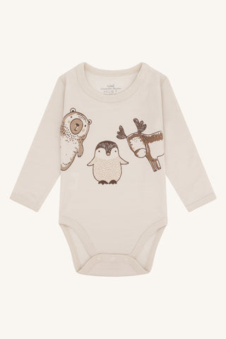 Merinowolle-Bambus Body Baloo Animals French Oak Beige von Hust & Claire