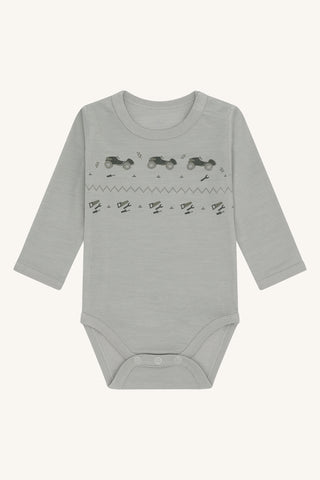Merinowolle-Bambus Body Baloo Playing Forest Fog Khaki von Hust & Claire