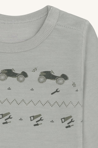 Merinowolle-Bambus Body Baloo Playing Forest Fog Khaki von Hust & Claire