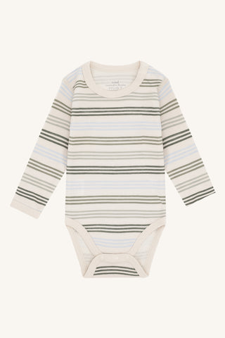 Merinowolle-Bambus Body Baloo Stripes French Oak von Hust & Claire