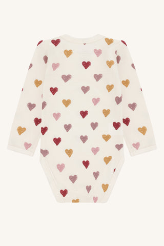Merinowolle-Bambus Body Baloo Hearts Puff Off White von Hust & Claire