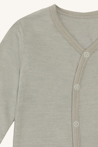 Merinowolle Pyjama Mobi Solid Forest Fog Khaki von Hust & Claire