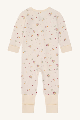 Merinowolle Pyjama Mobi Flora Off White mit Blumenmuster von Hust & Claire