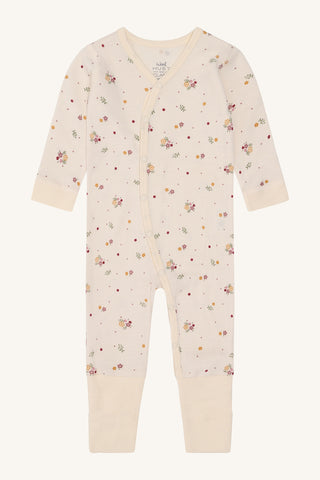 Merinowolle Pyjama Mobi Flora Off White mit Blumenmuster von Hust & Claire