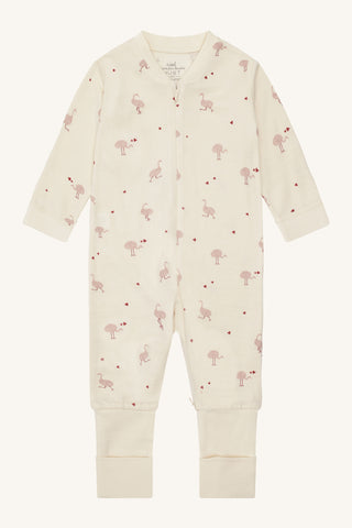 Merinowolle-Bambus Pyjama Manu Zip Ostrich Off White von Hust & Claire