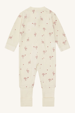 Merinowolle-Bambus Pyjama Manu Zip Ostrich Off White von Hust & Claire