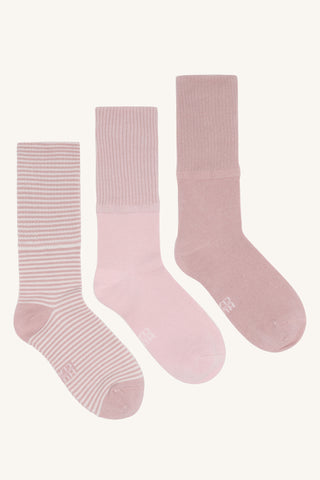 Bambus Socken 3er Pack Dusty Rose-Rosa-Gestreift von Hust and Claire