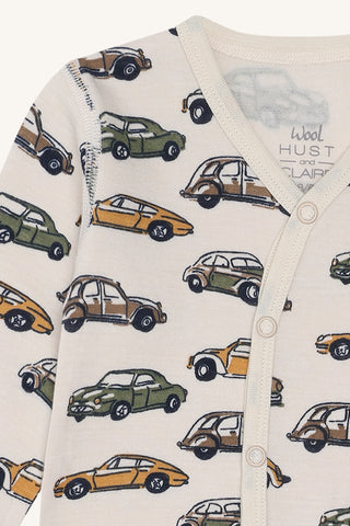 Merinowolle Pyjama Mobi Cars Beige von Hust & Claire