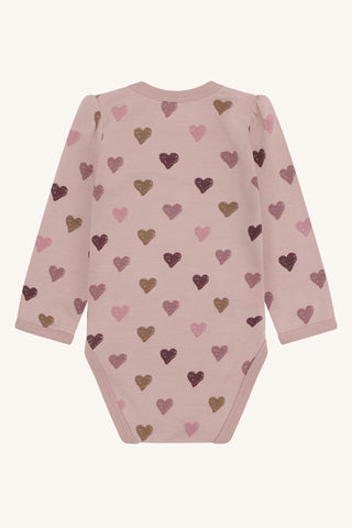 Merinowolle-Bambus Body Baloo Hearts Puff Rosa von Hust & Claire