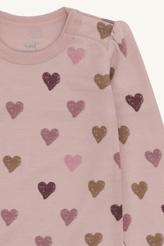 Merinowolle-Bambus Body Baloo Hearts Puff Rosa von Hust & Claire