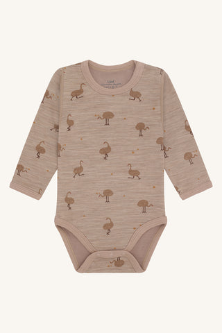 Merinowolle-Bambus Body Baloo Ostrich Biscuit Braun von Hust & Claire