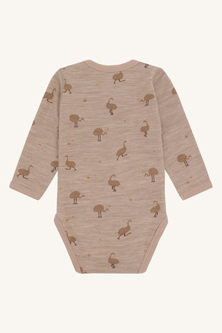 Merinowolle-Bambus Body Baloo Ostrich Biscuit Braun von Hust & Claire