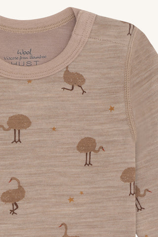 Merinowolle-Bambus Body Baloo Ostrich Biscuit Braun von Hust & Claire