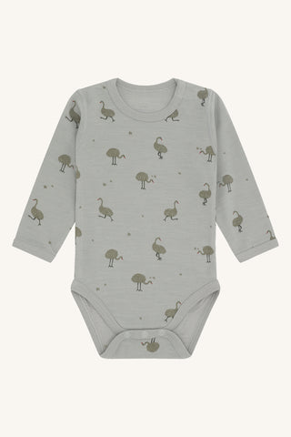 Merinowolle-Bambus Body Baloo Ostrich Forest Frog Khaki von Hust & Claire