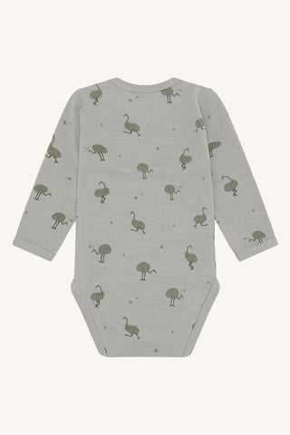 Merinowolle-Bambus Body Baloo Ostrich Forest Frog Khaki von Hust & Claire
