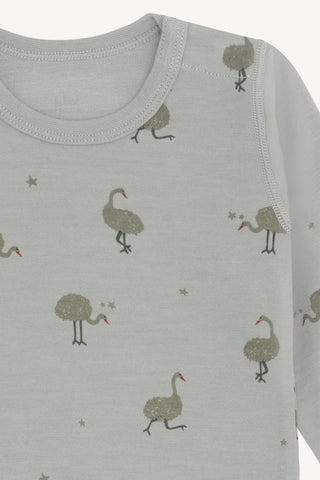 Merinowolle-Bambus Body Baloo Ostrich Forest Frog Khaki von Hust & Claire