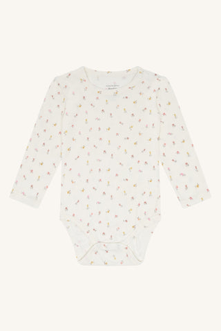 Bambus Langarm Body Buller Ivory mit Blumenprint von Hust and Claire