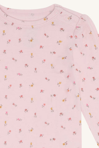 Bambus Langarm Body Buller Chalk Pink mit Blumenprint von Hust and Claire