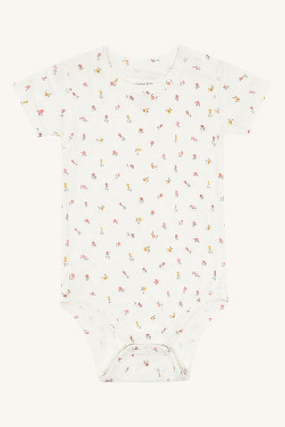 Bambus Kurzarm Body Buller Ivory mit Blumenprint von Hust and Claire