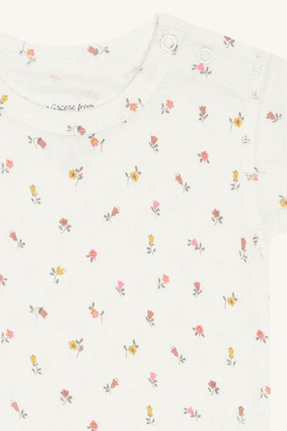 Bambus Kurzarm Body Buller Ivory mit Blumenprint von Hust and Claire