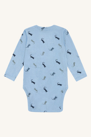 Bambus Langarm Body Buller Lizards Light Blue von Hust and Claire